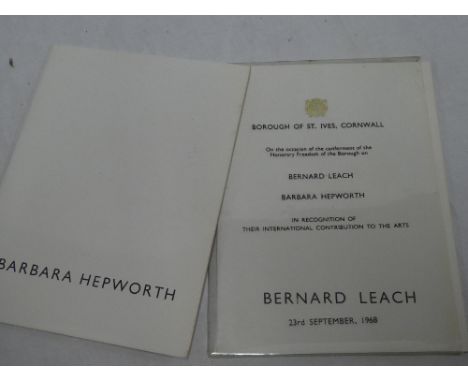 The Borough of St Ives, Cornwall - On the Occasion of the Conferment of  Honorary Freedom of the Borough on Bernard Leach and
