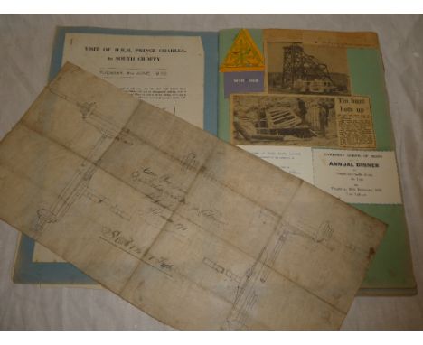 A scrapbook containing a selection of original mining receipts and paperwork including receipts for Wheal Peevor United Mines