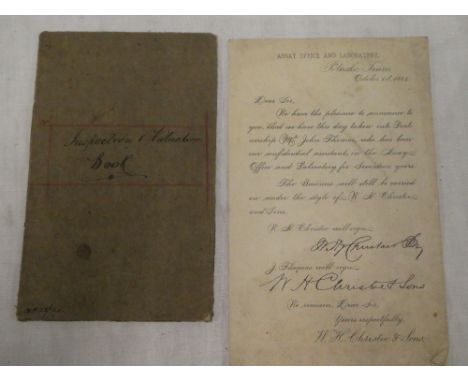 A manuscript Cornish Mining Inspection book made by W Rich between 1884 and 1889 listing the Cornish Mines inspected over tha