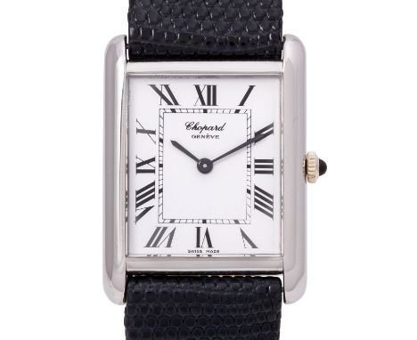 CHOPARD "Tank" Armbanduhr, Ref. 8011. Edelstahl. Handaufzug-Werk Kal. ETA 2512, sehr gute Gangwerte (+5s/d, 260°)). Weißes La