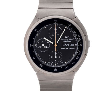IWC Porsche Design Chronograph Ref. 3700 von 1985. Titan. Automatik-Werk Kal. 790 mit guten Gangwerten (+2 Sek., 271°, Gangpr