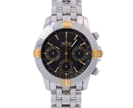 UNION GLASHÜTTE Chronograph "Luxury Sport ", Armbanduhr Edelstahl/Gelbgold 18K. Automatikwerk Kal. 26-31, gute Gangwerte (+-0