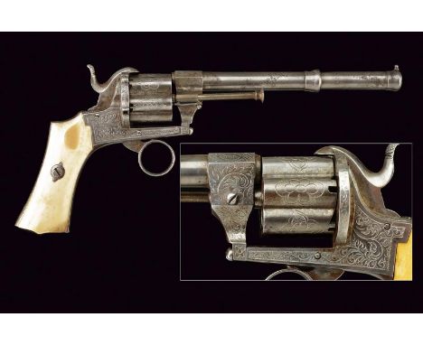 dating: about 1870 provenance: Europe, Round, rifled, 7 mm cal. barrel, with moulded nozzle and fore-sight; fluted, six-shot,