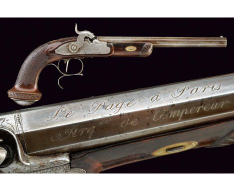 dating: 1840 circa provenance: Paris, Octagonal, rifled, 11 mm cal. barrel signed 'Le Page a Paris Arq.er de l'Empereur', eng