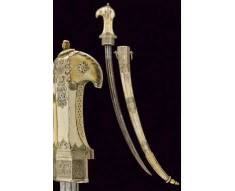 dating: early 20th Century provenance: Morocco, Curved, single-and half-edged blade, with long tang and triple fuller; right 