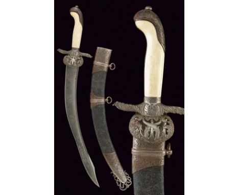 dating: Mid 19th Century provenance: Sardinian Kingdom, Fine, single-edged blade in Persian damask, of asymmetrical shape, wi