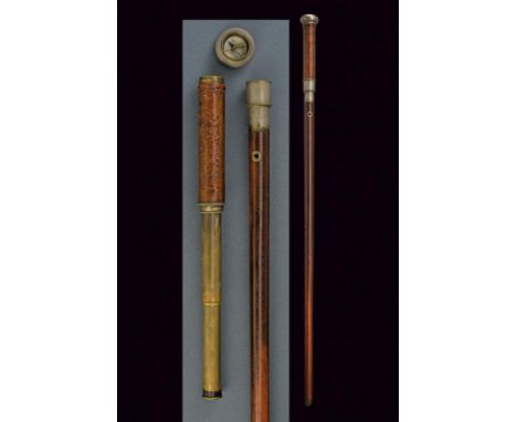 dating: circa 1900 provenance: England, Wooden, cylindrical haft, leather-covered grip with white metal mounts and, turned-of