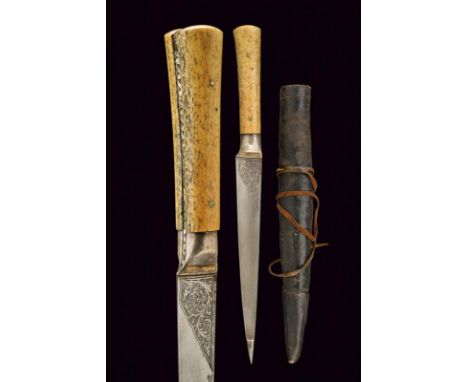 dating: circa 1900 provenance: Indopersia, Single-edged blade, enlarged at the tip (in damask?), engraved with rinceaux at th