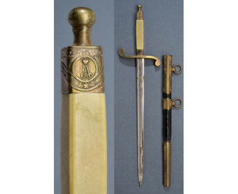 dating: Second half of the 19th Century provenance: Russian Empire, Straight blade of cruciform shape; horn grip with brass m