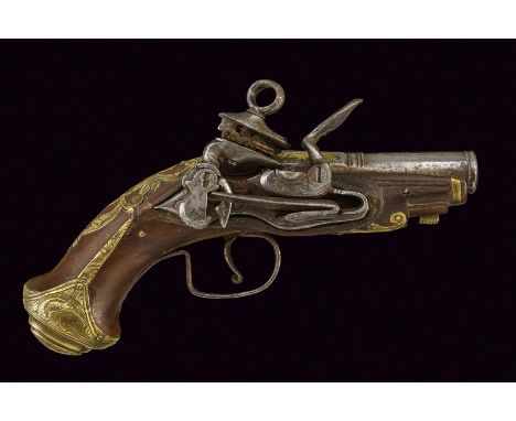 dating: late 18th Century provenance: Spain, Smooth-bore, two-stage, 12 mm cal. barrel, first part octagonal with brass decor
