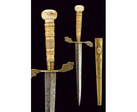 dating: circa 1800 provenance: Northern Europe, Straight, double-edged blade, ribbed in the center, engraved with floral moti