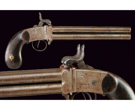 dating: Mid 19th Century provenance: Europe, Four round, smooth-bore, 9.5 mm cal. barrels decorated with rings; the bases num