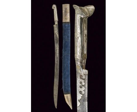 dating: Late 19th Century provenance: Turkey, Slightly curved, single-edged blade with stamp, Arabic inscription and floral a