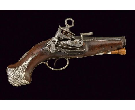 dating: circa 1800 provenance: Spain, Fine, smooth-bore, finished, two-stage, 13 mm cal. barrel, octagonal first part, decora