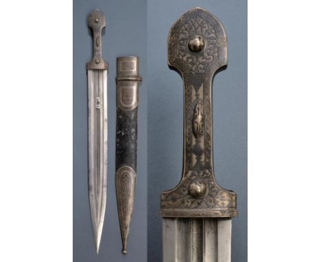 dating: 1875 provenance: Caucasia, Wide and long, double-edged blade with four grooves, two central ones are engraved, a deep