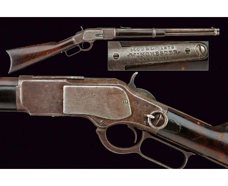 dating: 1875-1890 provenance: USA, Round, rifled, cal. 44 WCF barrel, with address and patents, rear and fore-sight; smooth f