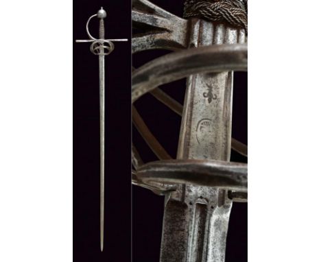 dating: circa 1600 provenance: Europe, Long, straight, double-edged blade of hexagonal section, first part with deep, central