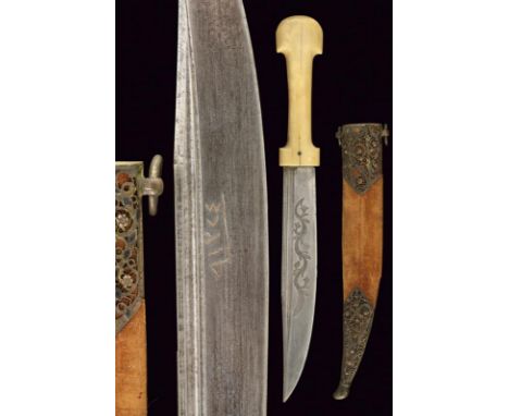 dating: last quarter of the 19th Century provenance: Turkey, Wide, single-and false-edged blade with date 1284 (Gregorian 186