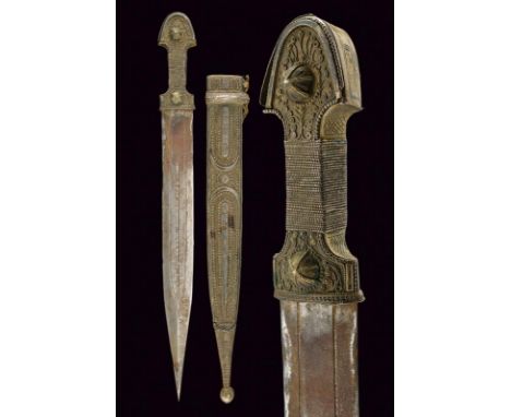 dating: 19th Century provenance: Caucasia, Straight, flat, double-edged blade, with central fuller with traces of inscription