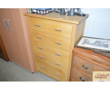 A G plan light oak chest fitted five long drawers 