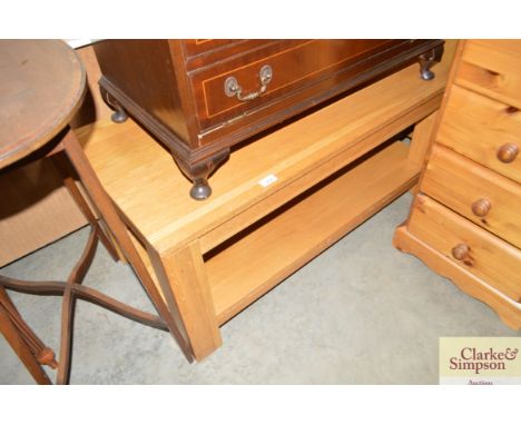 A light oak coffee table 