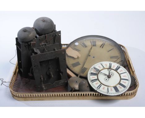 Longcase and wall clock movements, 18th Century and later
An 18th Century eight day two train movement stamped Walker & Hughe