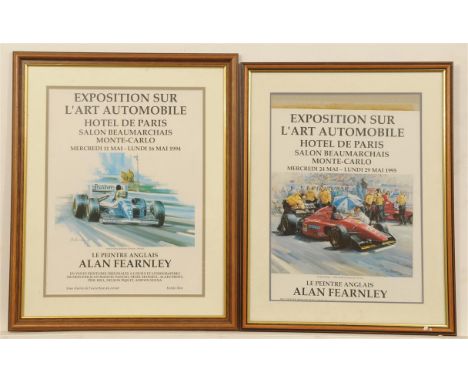 After Alan Fearnley Expostion Sur L'art Automobile
Coloured print and a companion, framed. 49x27cms. (2)

