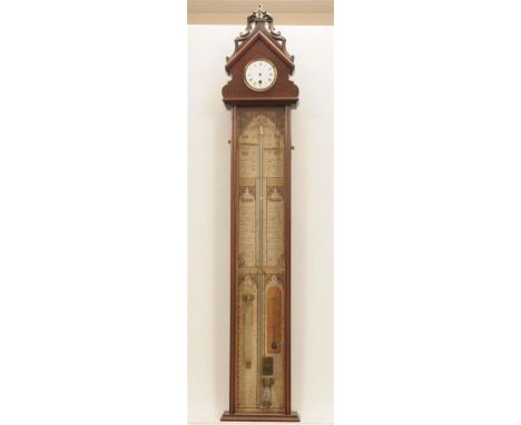 An Admiral Fitzroy barometer combined time piece late 19th Century
With a 8cm dial with Roman numerals, detached not operativ