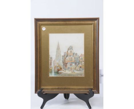 Henry Schafer (1833-1916) City Street scene Freiberg Baden
Signed lower right hand side and inscribed, watercolour, framed 24