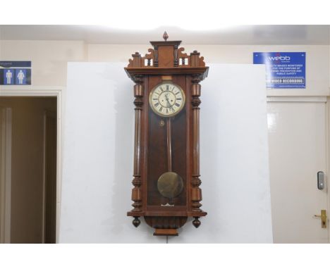 A 19th Century Vienna style two train wall clock
By Gustav Becker, with a 18cm white dial with the sign GB, with subsidiary s