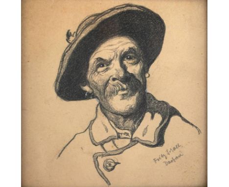 Scholl, Fritz1873 Bonn - 1952 München. Portrait eines Dachauers. Bleistiftzeichnung auf Papier. Rechts unten signiert und bez