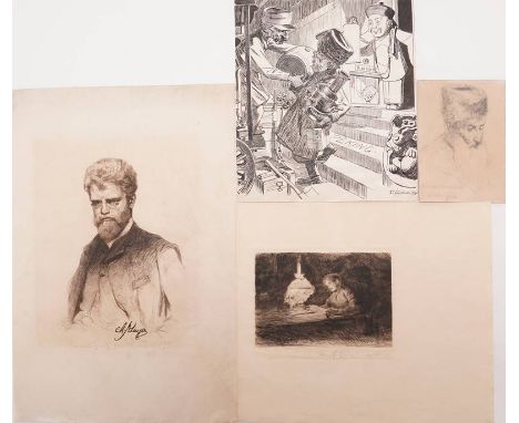 Gentz, Wilhelm Karl1822 Neuruppin - 1890 Berlin. Bleistiftzeichnung. Portrait eines bärtigen Mannes. Darauf gestempelt Aus de