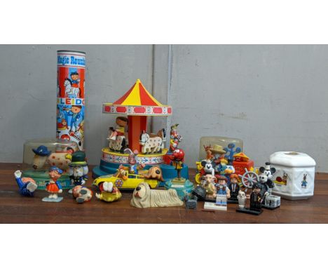 Magic Roundabout and Lego related items to include a model roundabout Zebedee, Dougal, Florence and Lego items to include Har
