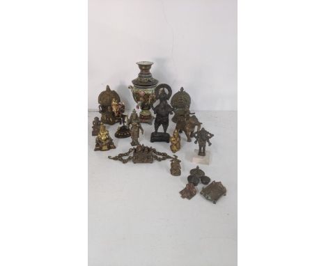 20th century and later mainly Indian items to include a patinated cast metal statue of Ganesh and other items along with a br