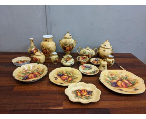 Aynsley porcelain decorated with fruit to include vases, cups and saucers, plates and other itemsLocation:If there is no cond