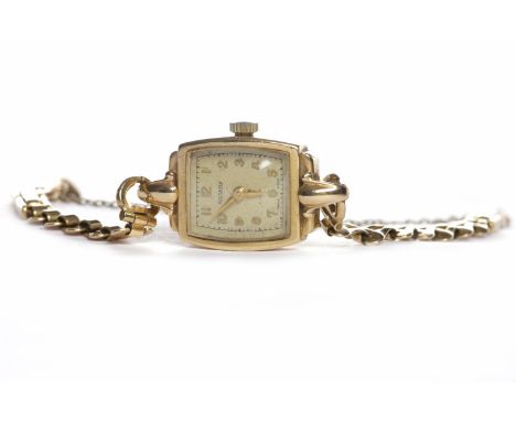 LADY'S ROTARY NINE CARAT GOLD MANUAL WIND COCKTAIL WATCH15 jewel movement marked 790 and with winged C motif, the white dial 