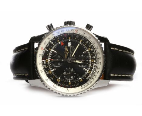 GENTLEMAN'S BREITLING NAVITIMER CHRONOMETER STAINLESS STEEL AUTOMATIC WRIST WATCHpurchased 2013, the round black dial with go