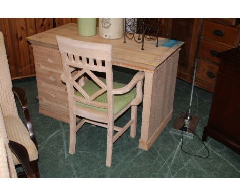 Light oak kneehole desk with 3 drawers and matching chair
