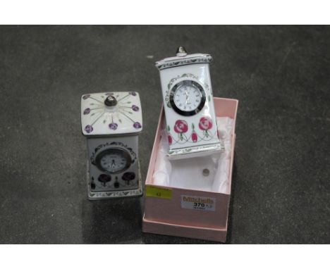 Two Mackintosh style ceramic mantle clocks 
