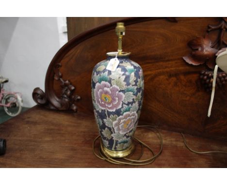 Decorative table lamp with floral vase base, height 50 cm 