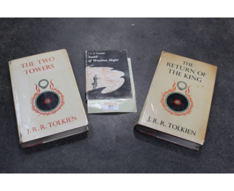 Three books by J R R Tolkien, The Smith of Wootton Major first edition and copies of The Return of The King and The Two Tower