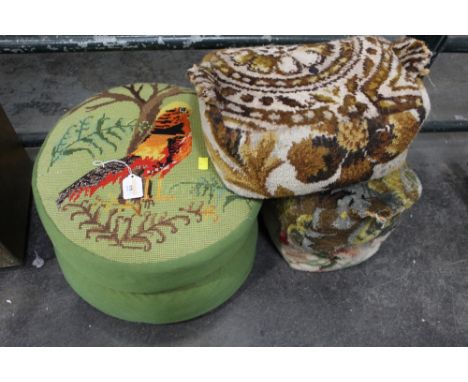 Two footstools and pouffe 