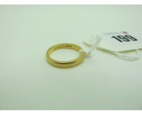 A 22ct Gold Plain Wedding Band, (finger size L) (3.8grams). 