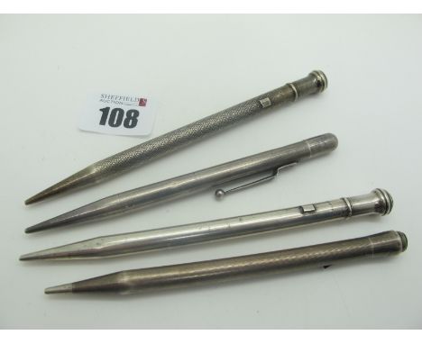 Sterling and Other Pencils, including engine turned decoration. (4)