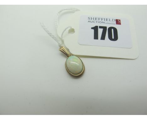 A 9ct Gold Opal Single Stone Pendant, oval collet set. 