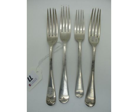 A Pair of Hallmarked Silver Fiddle Pattern Forks, together with a hallmarked silver fiddle pattern table fork and another (24