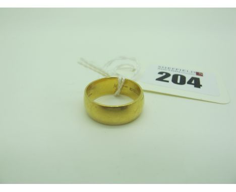 A 22ct Gold Plain Wide Wedding Band, (finger size L) (6.5grams).  