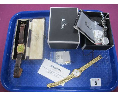 Bulova; A Modern Ladies Wristwatch, the signed dial with line markers, case back numbered "C835131" "10980238", to integral b