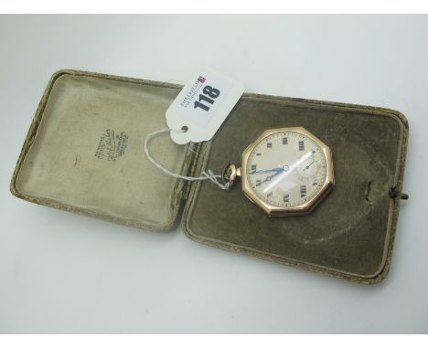 A 1920's 9ct Gold Cased Openface Pocketwatch, the circular dial with bold black Roman numerals and seconds subsidiary dial, (