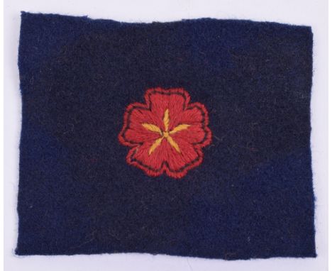 Rare WW2 Special Forces British Army Aid Group Formation Sign, being an embroidered scarlet and yellow pimpernel on dark navy